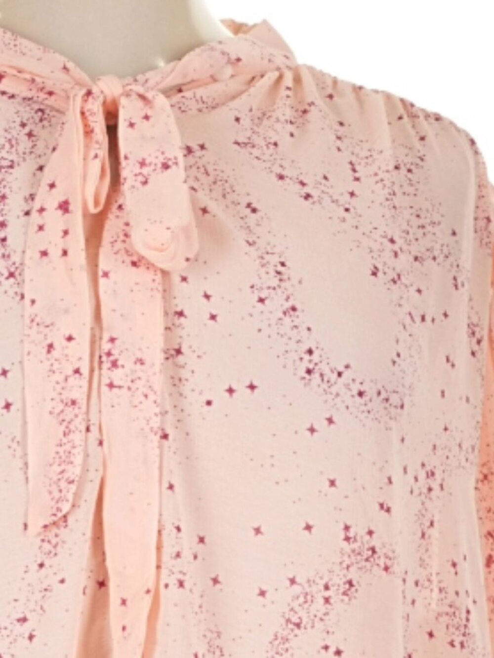 Free People Women's "Stars Align" Printed Tie-Neck Top in Peach - Size XL - Picture 3 of 13